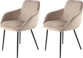 2 kėdžių rinkinys iš aksomo Retro minkšta kėdė su atramomis rankoms ir nuimama pagalvėle Moderni ir ergonomiška valgomojo kambario kėdė Cream Taupe
