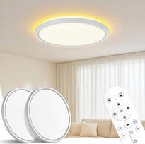 2 LED lubų šviestuvas su nuotolinio valdymo pulteliu - 30 W lubų šviestuvas su foniniu apšvietimu, šilta balta naktinė šviesa, skirtas miegamajam, svetainei, virtuvei, vaikų kambariui, apvalus skersmuo 30
