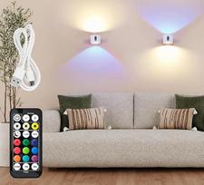 2 LED sieniniai šviestuvai su baterija - belaidis RGB sieninis baltas šviestuvas - jutiklinis apšvietimas su nuotolinio valdymo pulteliu - įkraunamos klijavimo vietos, nereikia gręžti, nereikia elektros energijos - idealiai tinka lovai, laiptams, paveiksl