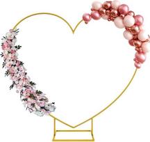 2 m širdies formos vestuvių arka, auksinis balionų arkos rėmas, „Loving Heart“ balionų arka su metaliniu stovu, širdies formos vestuvių gėlės, skirtos gimtadienio šventei, vestuvių ceremonijai, nuotakos vakarėliui ir jubiliejui (auksinė)