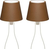 2 MarieB LED belaidžių šviestuvų rinkinys, įkraunamas ir reguliuojamas, skirtas naudoti patalpose ir lauke, 48 valandų baterijos veikimo laikas, 3 šviesos temperatūros, aliuminis, LVL (mineralinis kortenas)