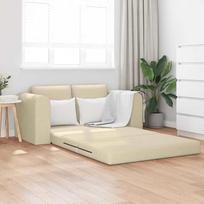 2 sėdimų vietų sofa-lova su miego funkcija, sulankstoma sofa namams, svetainei, pagaminta iš audinio, kreminė, 148 cm