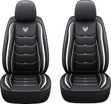 2 universalūs sportinio stiliaus apsauginiai automobilio sėdynių užvalkalai iš dirbtinės odos, užvalkalai priekinėms sėdynėms su atlošais, automobilio sėdynių užvalkalai, suderinami su šoninėmis oro pagalvėmis, dinamiškas dizainas (2 balti sėdynių užvalka