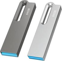 2 USB atmintinių pakuotė 64GB 3.0 Stick Flash Drive 64GB USB atmintinė, skirta "iOS" "Android" "Linux" nešiojamajam kompiuteriui Sidabrinė/juoda