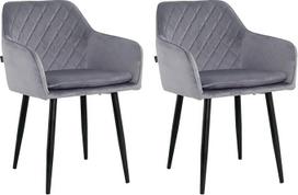 2 valgomojo kėdžių rinkinys "Velvet Grey" - minkštos kėdės su porankiais ir nuimama pagalvėle - modernios virtuvės kėdės su metalinėmis kojomis, skirtos svetainei ir valgomajam