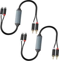 2 vienetai AV100C triukšmo slopinimo filtras, RCA triukšmo izoliatorius, žemės kilpos izoliatorius, garso filtras su RCA garso kabeliu, skirtas automobilio namų stereo sistemai / "Bluetooth" garsiakalbiui