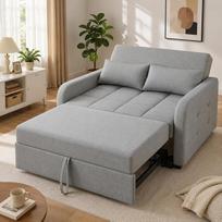 2 vietų išskleidžiama sofa-lova su miego funkcija ir pagalvėle | Reguliuojamas atlošas, ratukai, sulankstoma sofa, dvivietė sofa, linas