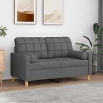 2 vietų sofa su dekoratyvinėmis pagalvėlėmis Tamsiai pilka 120 cm audinys Mažas fotelis Maža sofa lova