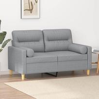 2 vietų sofa su dekoratyvinėmis pagalvėlėmis Šviesiai pilka 120 cm audinys Mažas fotelis Maža sofa lova