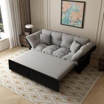 2 vietų sofa, 190 cm pločio sofa-lova – išskleidžiama sofa-lova, „3-in-1“ sofa su miego funkcija, su kapitonavimo apdaila ir 2 minkštomis pagalvėlėmis | Daugiafunkcinė velūrinė sofa-lova, šviesiai pilkos spalvos