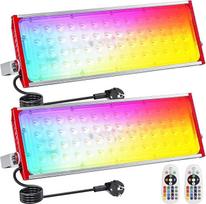 2 vnt. 100 W RGB prožektoriai su 1,5 m ilgio kištuku, RGB LED prožektorius, skirtas naudoti lauke