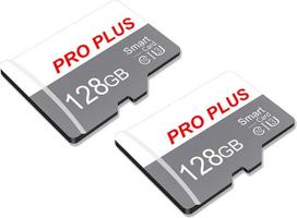 2 vnt. 128GB atminties kortelių su adapteriu, didelės spartos atminties kortelė, UHS-I C10 A1 TF atminties kortelė, skirta planšetiniams kompiuteriams, mobiliesiems telefonams, fotoaparatams, automobilių garso sistemoms ir žaidimų konsolėms (TF183, balta