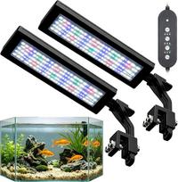 2 vnt. 18 W LED akvariumo apšvietimas, 88 akvariumo lemputės, 24/7 apšvietimas ir „pasidaryk pats“ režimas; akvariumo LED lempa su 8 spalvomis ir 10 reguliuojamais ryškumo lygiais, skirta akvariumams, vandens augalams ir žuvims