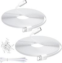 2 vnt. 30 pėdų plokščio USB-C laido rinkinys, ypač ilgas USB-A į USB-C prailginimo laidas, skirtas apsaugos kameroms, išmaniesiems telefonams, planšetiniams kompiuteriams, žaidimų valdikliams ir kt., skirtas įkrovimui ir duomenų perdavimui