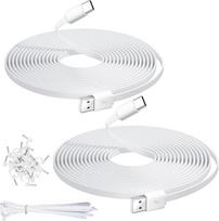 2 vnt. 5 m ilgio plokščio USB-C laido rinkinys, ypač ilgas USB-A į USB-C įkrovimo prailginimo laidas, skirtas namų apsaugos kameroms, planšetiniams kompiuteriams, žaidimų valdikliams ir kitiems USB-C įrenginiams; palaiko duomenų perdavimą