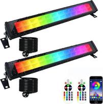 2 vnt. 50 W RGB LED prožektorių, RGB LED sienų apšvietimo šviestuvai su nuotolinio valdymo pultu