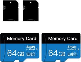 2 vnt. 64GB „MicroSD“ atminties kortelės su adapteriu, klasė 10, UHS-I, A1, skirtos išmaniesiems telefonams, dronams ir vaizdo registratoriams [64GB*2]