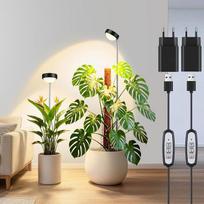 2 vnt. augalų LED lempų rinkinys, pilno spektro, 4000 K, su optiniu lęšiu ir 4 apšvietimo reguliavimo lygiais, reguliuojamo aukščio 27–167 cm auginimo lempa su 3/9/12 val. laikmačiu, auginimo lempa aukštiems augalams ir kambariniams augalams su maitinimo
