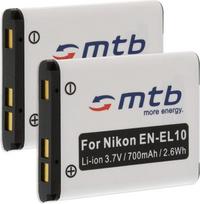 2 vnt. EN-EL10 baterijų, suderinamų su „Nikon Coolpix“ S230, S500, S510, S520, S570, S600 modeliais