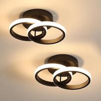 2 vnt. LED lubų šviestuvų rinkinys, juodi, apvalūs, šilta balta šviesa, 3000 K, 22 W, 2475