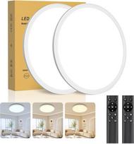 2 vnt. LED lubų šviestuvų rinkinys. Itin ploni lubų šviestuvai su nuotolinio valdymo pultu ir reguliuojamu šviesos stiprumu (3000 K – 6500 K), 24 W, 2800 LM, IP44 | Skersmuo 30 cm (2,4 cm) | Virtuvės lempa, lubiniai šviestuvai svetainei, miegamajam, vonio