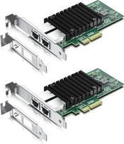 2 vnt. PCI-E NIC tinklo plokštės, 10GB, su dviem variniais RJ45 prievadais ir „Intel X550 AT2“ valdikliu, „PCI Express“ Ethernet LAN adapteris, suderinamas su „Windows Server“, „Linux“ ir „ESX“, prilygsta „Intel X550-T2“