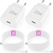 2 vnt. rinkinys: originalus „iPad“ įkrovimo laidas ir „iPad“ įkroviklis, 25 W USB-C „iPad“ maitinimo šaltinis | 3 m USB-C laidas, skirtas greitam „iPad Pro“ 13"/12,9"/11" įkrovimui, „Air“ 5/4 kartos, „iPad“ 10/11, „iPhone“ 15, 16, 17 „Pro Max“/16 „Plus“