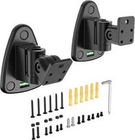 2 vnt. universalus metalinis garsiakalbių sieninis laikiklis su pasukimo ir pakreipimo funkcijomis, skirtas mažiems garsiakalbiams su 1/4"-20, M4, M5, M6 sriegiu arba raktų skylute, tinka „Samsung“, „Bose“, „JBL“, „Klipsch“ ir „Sony“ gaminiams