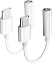 2 vnt. USB-C į 3,5 mm garso adapterių rinkinys, baltos spalvos, „Type-C“ į „Aux“ ausinių lizdo adapteris, suderinamas su „iPhone 16“, „15“, „15 Pro“, „Pro Max“, „Plus“, „Galaxy S23“, „S23“, „S22“, „S21 Ultra“, „MacBook“, „Note“