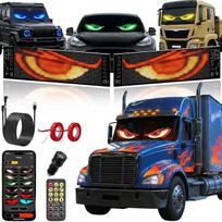 2 vnt. „Devil Eyes“ LED akių rinkinys sunkvežimiams ir lengviesiems automobiliams su „Bluetooth“ programėle | 2 lanksčios, programuojamos LED matricos plokštės, 120 x 595 mm, su nuotolinio valdymo pultu, skirtos vakarėliams, parduotuvių vitrinoms ir rekla