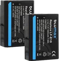 2 x "Blumax" baterija, suderinama su "Canon LP-E10" | 1020 mAh - skirta "Canon EOS 1100D 1200D 1500D 2000D 3000D 4000D / Rebel T3 T5 T6 T7 T100 / Kiss X2 X50 X90