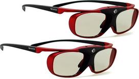 2 x "Hi-SHOCK RF Pro Scarlet Heaven" aktyvūs 3D akiniai EPSON, JVC ir SONY RF 3D projektoriui / projektoriui [120 Hz | RF | Įkraunami | 32 g]