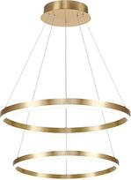 2 žiedai Šiuolaikinis LED šviestuvas aukso spalvos valgomojo kambariui, apskritimo formos lubų šviestuvas su įleidžiama lubų šviestuvo šviesa Dimmable Pendant Light su nuotolinio valdymo pulteliu gyvenamajam kambariui, įėjimas į fojė, 3000K-6500K