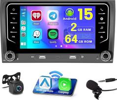 2+64GB "Android 15" automobilinis radijas "Audi A4 B6 S4 RS4" / "Seat Exeo" su 7 colių ekranu Belaidis "Carplay" "Android" automobilinis radijas su "WiFi Navi" FM/RDS radiju "Bluetooth" CANBUS MIC atbulinės eigos kamera