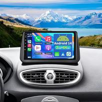 2+64G 9 colių „Bluetooth“ automobilių radijas su ekranu, skirtas „Renault Clio 3“ (2005–2014 m.) modeliams, „Android 14“, 2 DIN, „CarPlay“, „Android“, automobilinis jutiklinis ekranas, FM, RDS, GPS navigacijos įrenginiai, „Wi-Fi“, „MirrorLink“, atbulinės