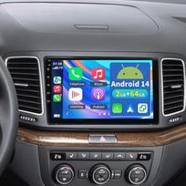 2+64G 9 colių „Bluetooth“ automobilių radijas su ekranu, skirtas „Volkswagen Sharan“ (2010–2022 m.) modeliams, su „Android 14“, 2 DIN radijas, belaidis „CarPlay“, „Android Auto“, jutiklinis ekranas, FM, RDS, GPS navigacija, „Wi-Fi“, „MirrorLink“, atbulinė