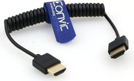 2,0 HDMI spiralinis kabelis, 4K HDMI–HDMI kabelis, didelės spartos plonas HDMI „patinas–patinas“ prailginimo spiralinis kabelis, skirtas „Atomos Ninja V“, „Sony a7siii“ ir „Portkeys BM5“ monitoriui