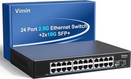2,5 G 26 prievadų tinklo komutatorius su 2x10G SFP, „VIMIN“ 24x 2,5 G „Base-T“ nevaldomas komutatorius