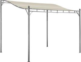 2,9 x 2,5 m pergola-pavėsinė su metaliniu karkasu, elegantišku valcuotu stogu, atspari oro sąlygoms, sodo pavėsinė, smėlio spalvos