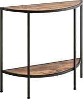 2-pakopinis pusmėnulio formos konsolinis stalas, pramoninio stiliaus prieškambario stalas su medinėmis lentynomis ir metaliniu rėmu, skirtas prieškambariui ir svetainei (100x30x80 cm / 39x12x32 coliai)