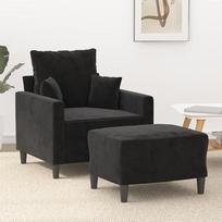 2-tig Sessel Set Schwarz Sofa Samt ausgezeichneten Platz Entspannen Plaudern Fernsehen
