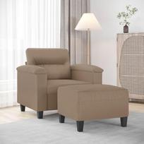 2-tig Sessel Set Cappuccino-Braun Hocker Kunstleder ausgezeichneten Platz Entspannen für Plaudern, Lesen, Fernsehen im Wohnzimmer