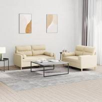 2-TLG. Sofų komplektas, kreminės spalvos audinio miegamoji sofa, poilsiui ir pokalbiams, svetainės baldų komplektas