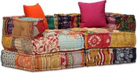 2-vietė modulinė sofa iš įvairių audinių, universali sofa-lova ir pufas su 2 pagalvėlėmis, lanksti medvilninė svečių lova, skirta svetainei ir poilsio kambariui, 140 x 70 x 58 cm