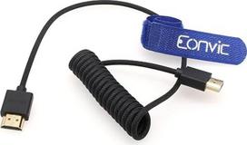 2.1 8K HDMI „vyras–vyras“ ilgas mėlynas apipintas spiralinis kabelis, 8K/60 Hz, 48Gbps, 7680x4320 skiriamoji geba, skirtas „Atomos Ninja Portkeys BM5“, „Sony FS5“, „FS7“, „A7S3“ ir „Canon C300“