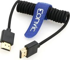 2.1 8K HDMI–HDMI kabelis, didelės spartos „patinas–patinas“ prailginimo spiralinis kabelis, skirtas „Atomos Ninja V“, „Sony a7siii“ ir „Portkeys BM5“ monitoriui (HDMI–HDMI, juodas apipintas spiralinis kabelis)