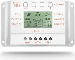 20 A saulės energijos įkrovimo reguliatorius, 12 V ir 24 V saulės energijos įkrovimo reguliatorius su LCD ekranu, skirtas LiFePO4, FLD, AGM, gelinėms ir ličio baterijoms
