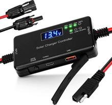 20 A saulės energijos įkrovimo reguliatorius, 12 V, su 22 W PD USB-C ir 18 W QC USB-A jungtimis, LCD ekranu, 8 pakopų apsauga, SAE „Plug and Play“ funkcija, skirtas karavanams, kemperiams, valtims ir naudojimui be elektros tinklo