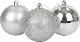 20 cm/3 didelės sidabro spalvos Kalėdų kamuoliukai, PVC, nedūžtantys, blizgūs, matiniai, žėrintys, Kalėdų kamuoliukai, papuošalai, įvairių spalvų, rinkinys, šventiniai Kalėdų eglutės pakabinamieji papuošalai, apvalus papuošalas, skirtas