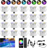 20 Terasos įleidžiami grindų žibintai lauke RGBWW (RGB + šilta balta) WiFi 31 mm skersmens LED įleidžiamas prožektorius lauke 12 V mini LED taškinis kiemo apšvietimas IP67 atsparus vandeniui Suderinamas su "Alexa" "Google Home